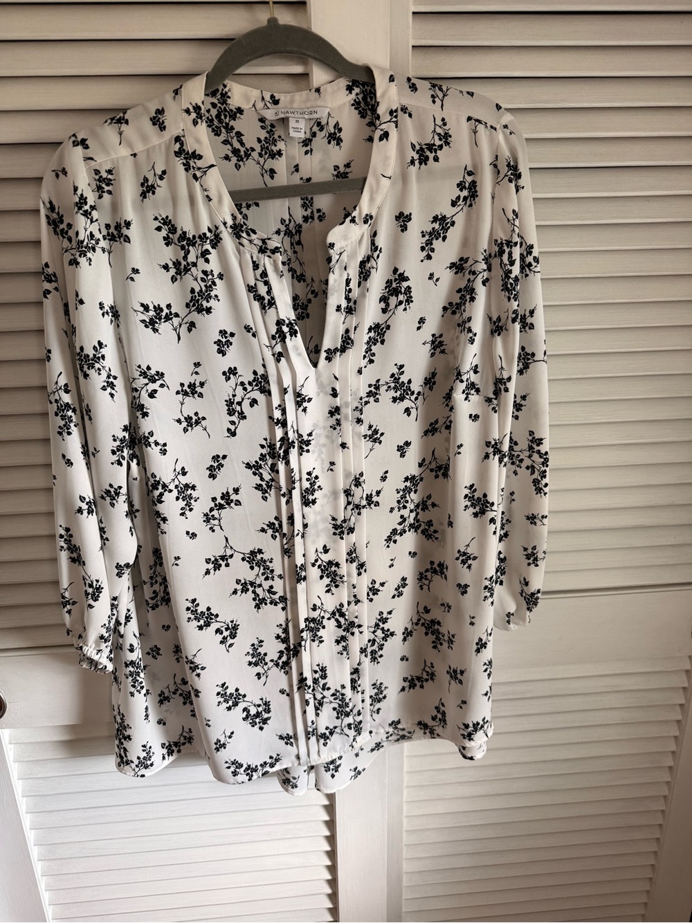 41 Hawthorn White Blouse with Black Floral Print